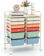 LDAILY 12 Drawer Rolling Storage Cart, Craft Cart Organizer on Wheels w/Metal by LDAILY