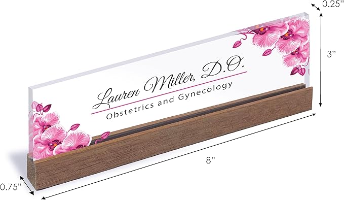 ARTBLOX | Office Personalized Name Plate Pink Orchid V2 Design On Clear Acrylic - Image 3