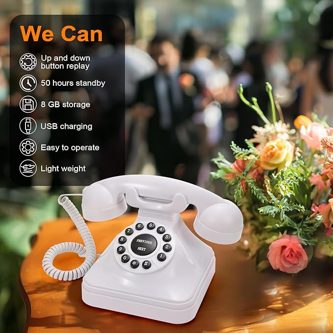Rotkfst Guest Book Audio Wedding Phone, Record Voice Messages, Retro Guest Book - Image 5