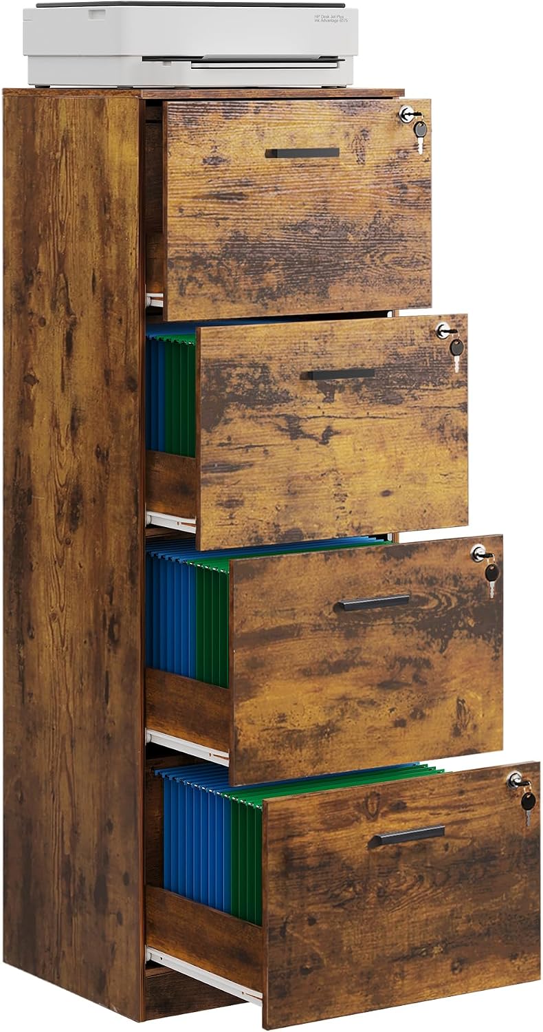 devaise 4 drawer wood file cabinet for home, main product view