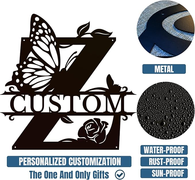 Personalized Custom Letter Name metal Signs, Custom Black Letter Monogram Wall - Image 6