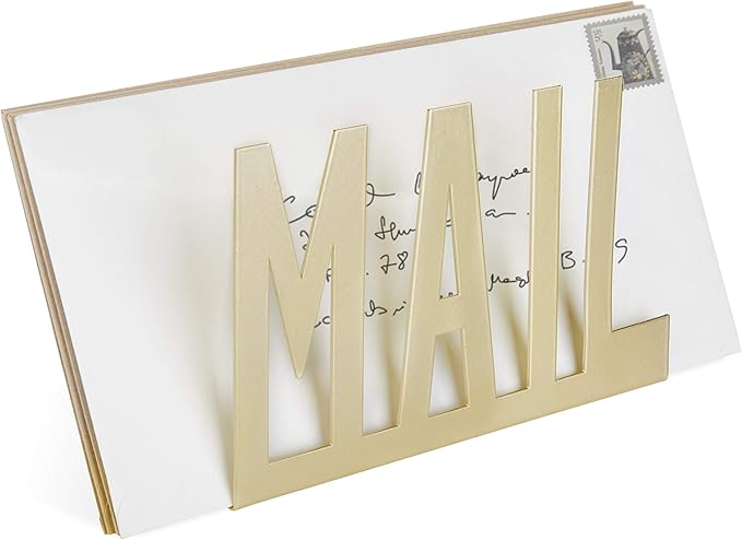 MyGift Mail Holder Organizer Countertop Modern Brass Metal - Image 4