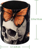 Leather Pen Holder for Desk, Butterfly Skull Pencil Cup Desktop Organizer - Image 4