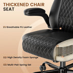 gtplayer pu leather office chair, home desk chair showing dimensions