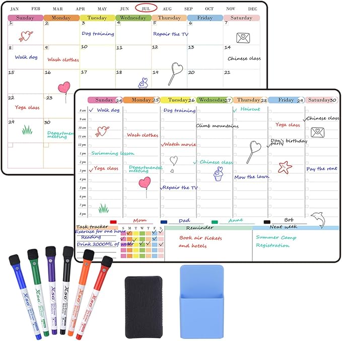 POPRUN Dry Erase Calendar weekly and monthly self adhesive stick on by POPRUN