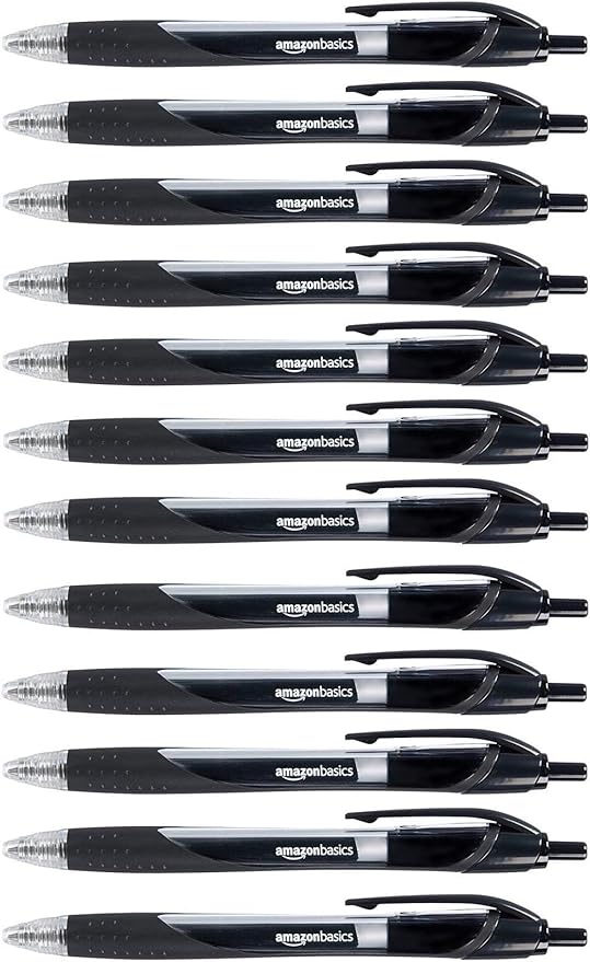 Amazon Basics Retractable Gel Ink Pens, Fine Point, Smooth Writing by AmazonBasics