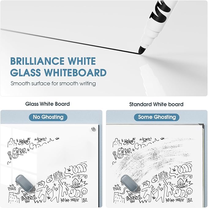MaxGear Glass Whiteboard Tempered Magnetic Dry Erase Board 72 x 48 Inch Ultra - Image 6