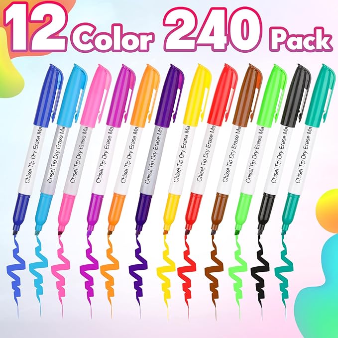 Sepamoon 240 Pack Dry Erase Markers Bulk Chisel Tip Whiteboard Markers Pens Low - Image 3
