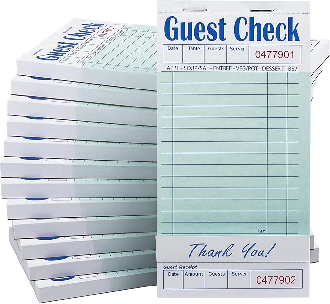 Batrical Guest Checks Server Note Pads 1000 Sheets Waitress Notepad by DINIZON