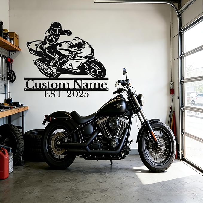 Personalized Motorcycle Metal Sign Custom Biker Name Sign Dirt Bike Wall Decor - Image 6