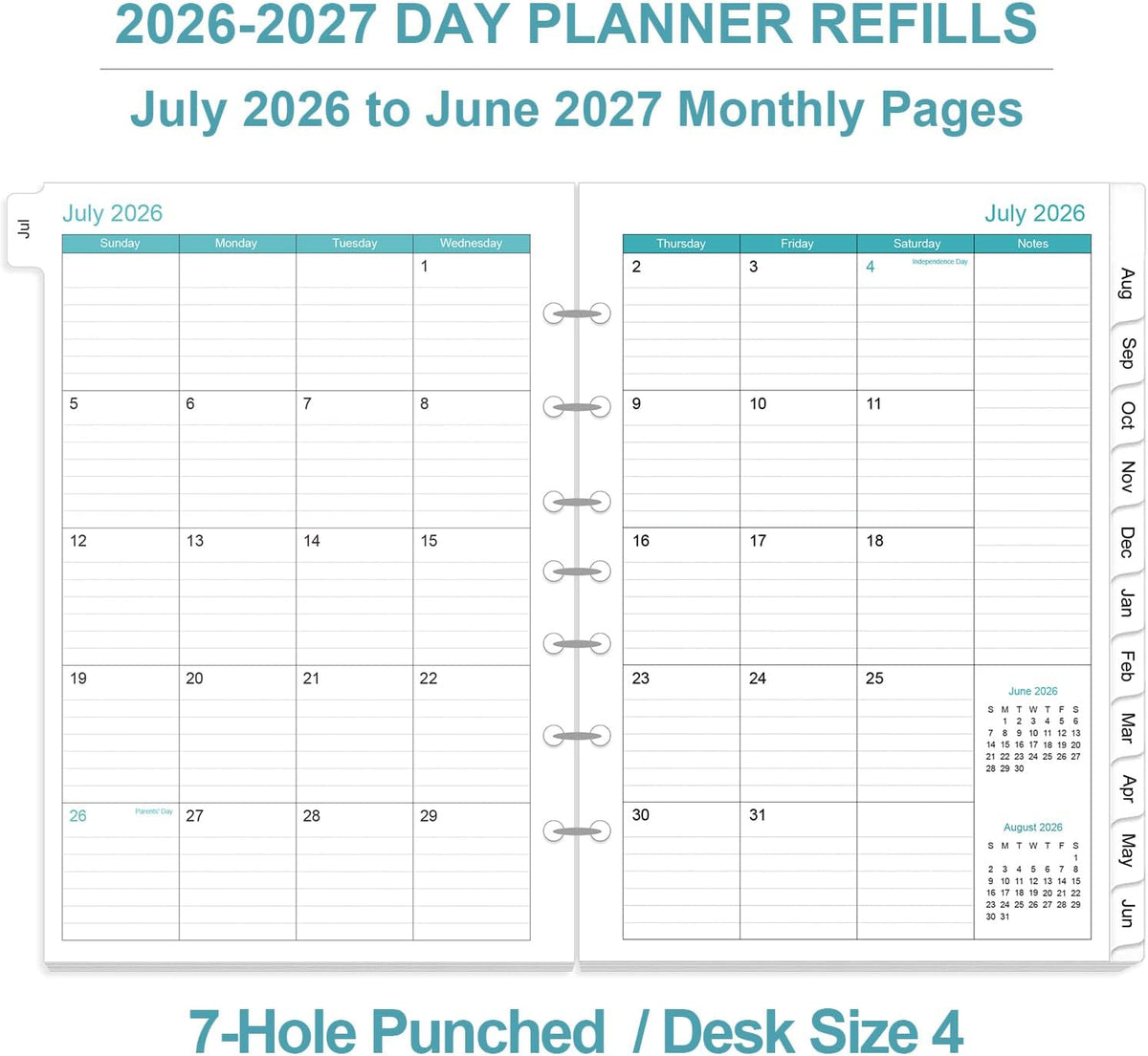 2027 Planner Refills - One Page Per Day Daily ＆ Monthly Planner, January 2027...