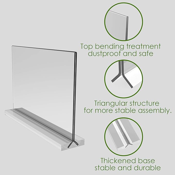newnewshow Acrylic Sign Holder 8.5x5.5 Inch 3 Pack Horizontal T Shape - Image 6