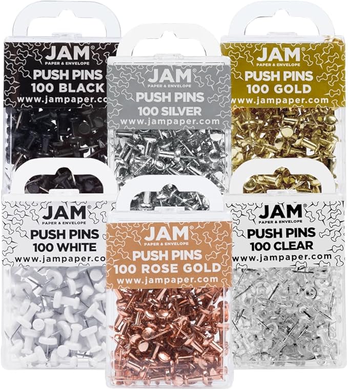 JAM PAPER Colorful Push Pins by JAMPaper