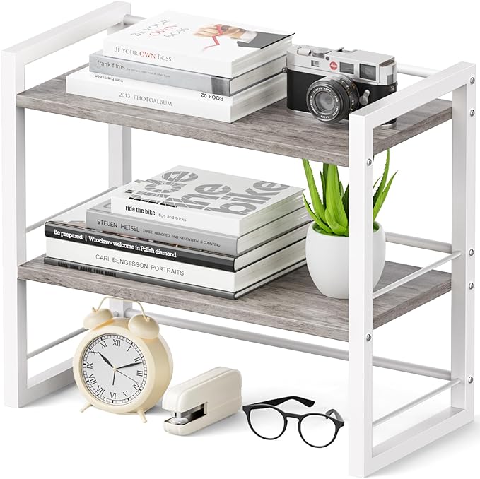 ART-GIFTREE Office Desk Shelf Organizer, Wood Desktop Bookshelf Supplies by ART-GIFTREE