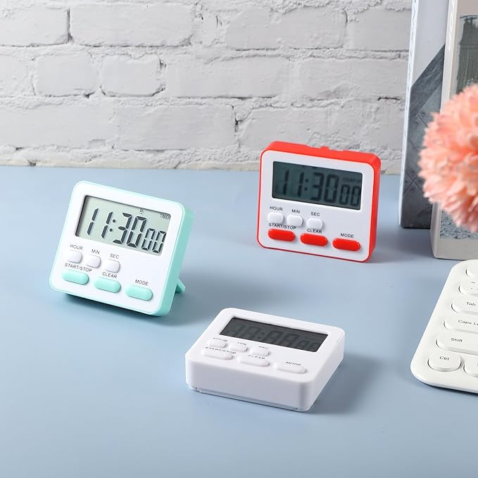 Weewooday 12 Pcs Digital Kitchen Magnetic Timer Bulk Classroom Count up - Image 5