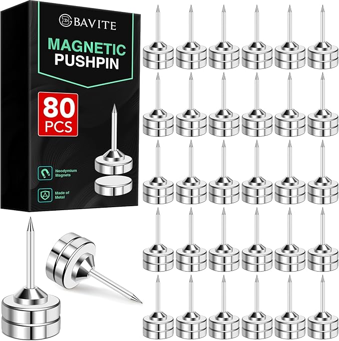 E BAVITE Magnetic Push Pins, 80 Sets Magnet Thumbtack by EBAVITE