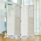 Svimi Folding Room Divider, 66.9 Inch 4 Panels Wood Carved Privacy Screens - Image 8