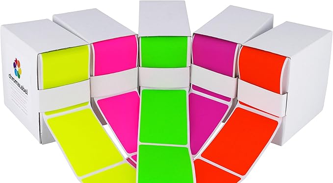 ChromaLabel 2 x 3 Inch Fluorescent Color Code Labels, 5 Assorted Colors by ChromaLabel
