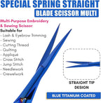Cross Edge Spring Scissors 5 Inch straight Stainless Steel Precision Eyebrow & - Image 3