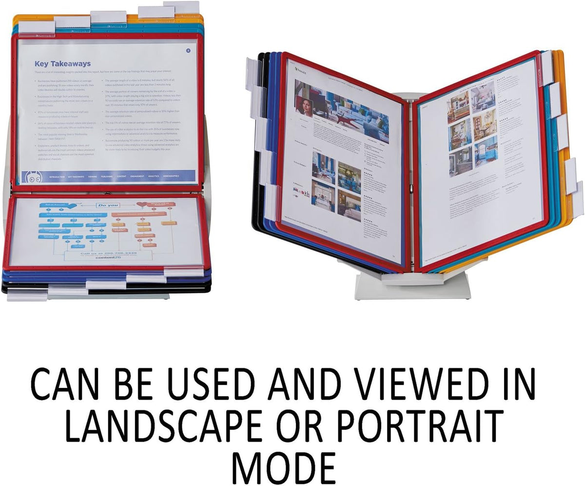 durable vario desktop reference system, 10 panels, assorted showing dimensions