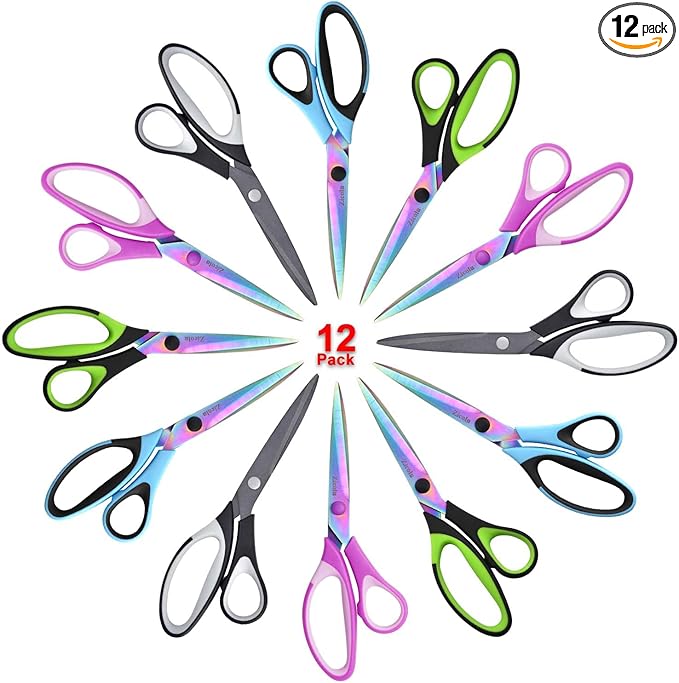 Zicolu 8.5" Scissors Bulk Set of 12-Pack, Sharp Scissors all Purpose Heavy Duty by Zicolu