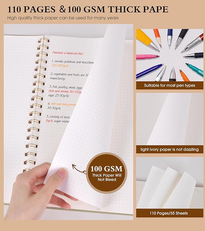 Dotted Notebook, Spiral Notebook Journal 8.5” x 11”, A4 Large Dot Grid Notebooks - Image 4