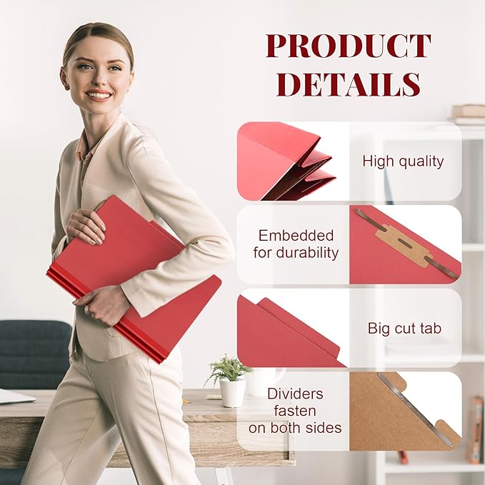 Skyygemm 12 Pcs Classification Folders Letter Size, 1 Divider Pressboard File - Image 4