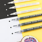 Grabie Black & White Extra Fine Tip Acrylic Paint Marker Set, 6 Pack, 0.7mm - Image 5