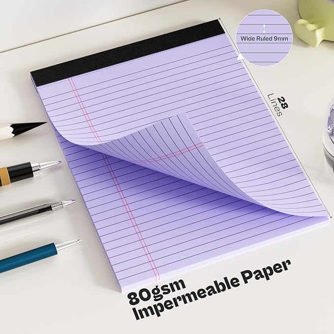 360 Sheets Purple Legal Pads 8.5" x 11" Pack of 12 Note Pads Wide Ruled Lined - Image 4