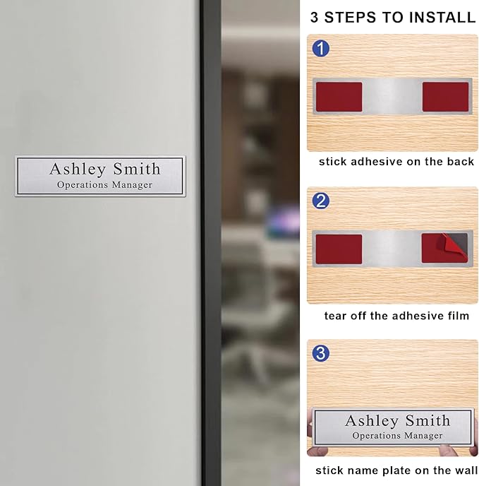 2" x 8" Personalized Office Aluminum Name Plates, Custom Elegant Name Plates - Image 5