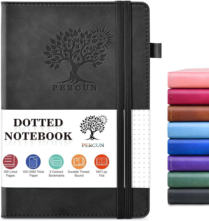 PERCUN Dotted Journal Notebook for Men & Women, 160 Pages Dot Grid notebook for by PERCUN