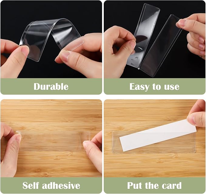 60 Pack 1.2" x 4.3" Self Adhesive Label Holders - Image 4