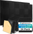 Knightsacoustic 24 Pack Sound Proof Foam Panels by Knightsacoustic