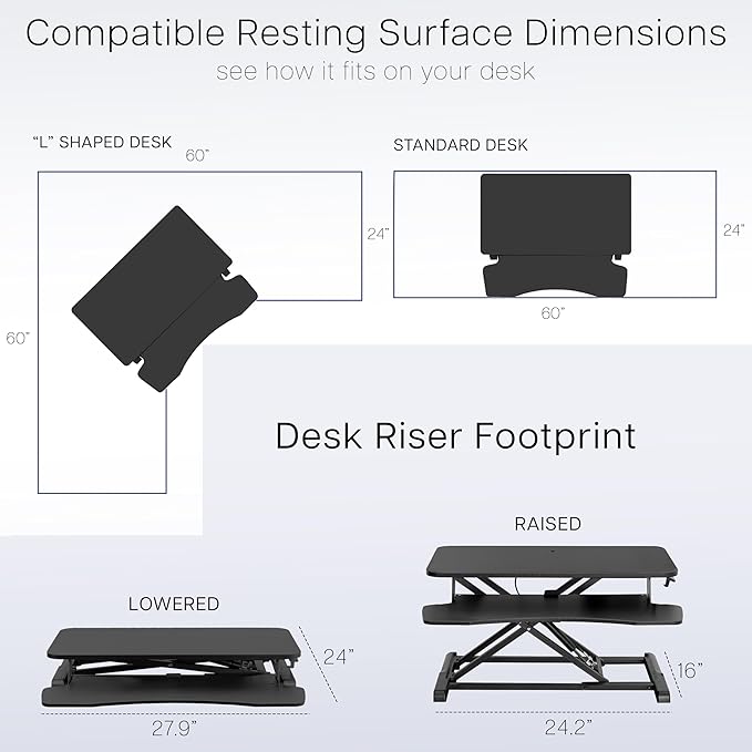 VIVO 28 inch Desk Converter, K Series, Height Adjustable Sit to Stand Riser - Image 6