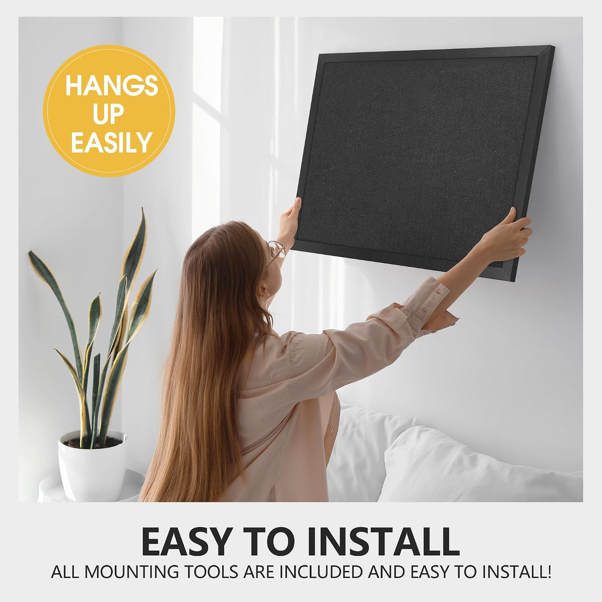 AKTOP Black Cork Board Bulletin Board with Linen 18" X 24"