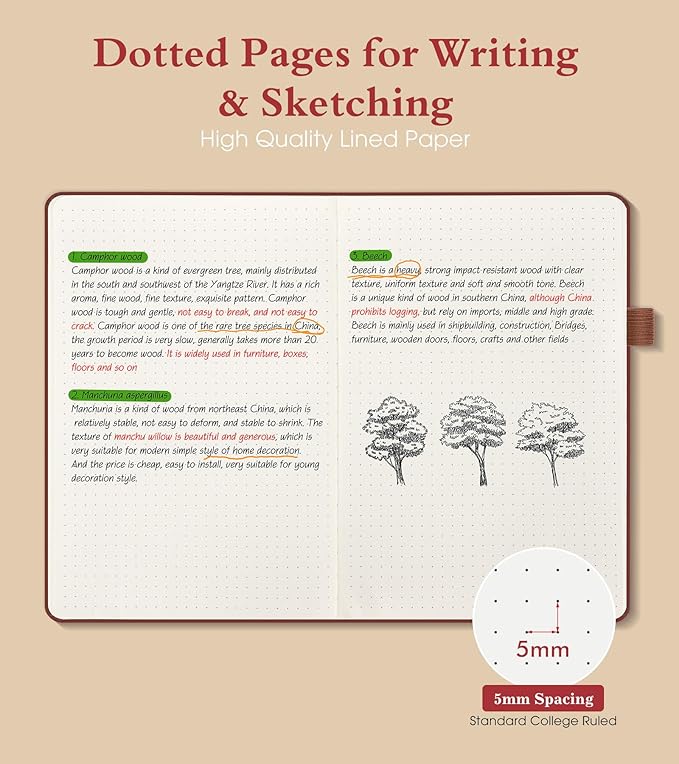 PAIBAS Dotted Journal Notebook for Women Men, 160 Pages Dot Grid Journals for - Image 3