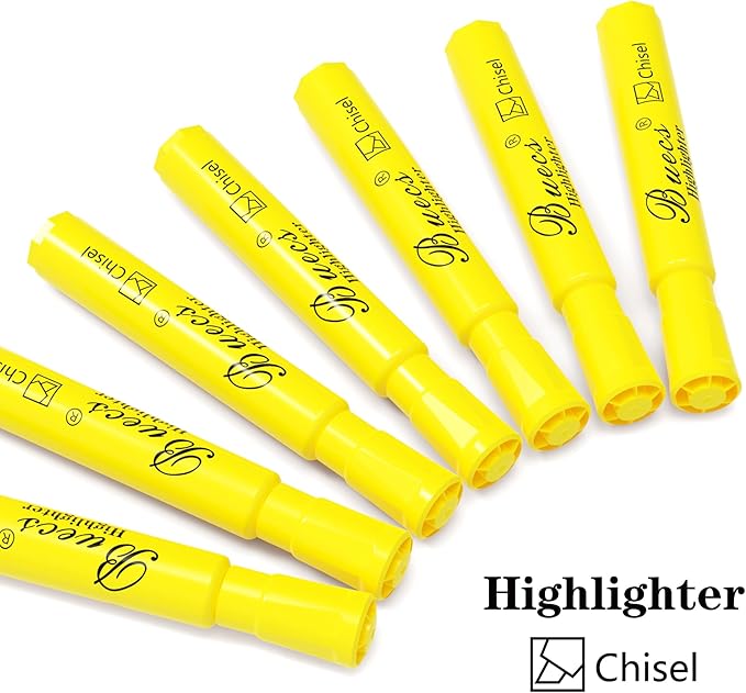Buecs Highlighters Bulk Pack, Chisel Tip, Fluorescent Yellow, suitable - Image 6