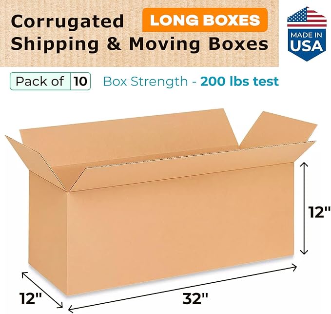 Long Shipping & Moving Boxes 32x12x12 inches - Image 2