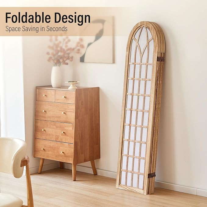 ALeesing Folding Room Divider Privacy Screen Freestanding 6-Panel Shoji Style - Image 5