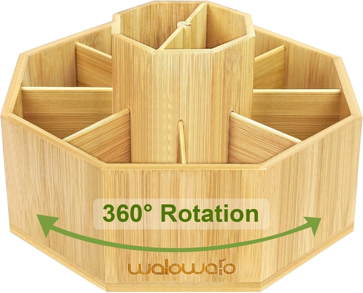 walowalo Bamboo Rotating Art Supply Organizer Caddy Holds 800+ Pencils Spinni...