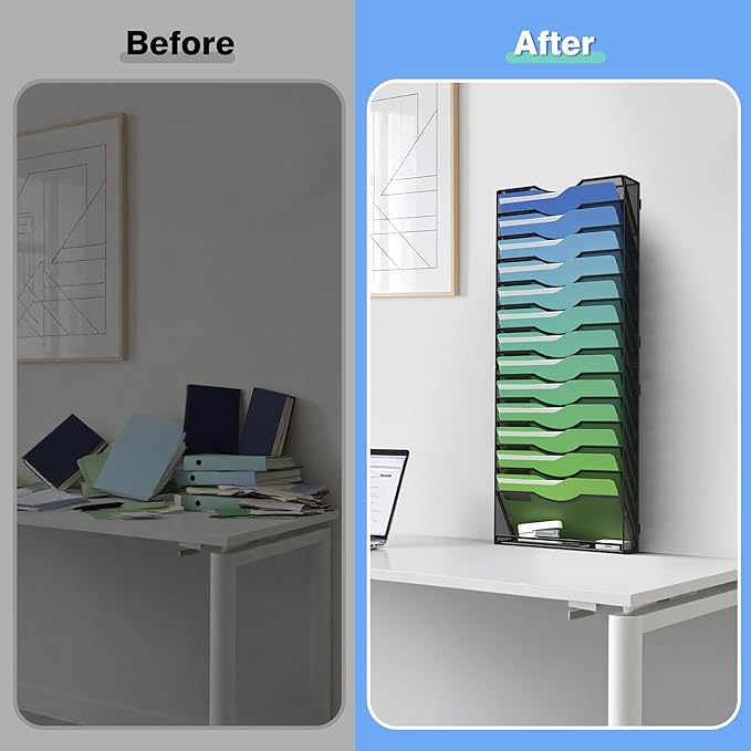 Kuntine.B Wall File Organizer Office Hanging Magazine Holder Wall File Organizer - Image 5