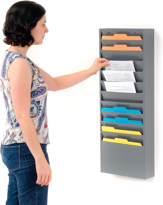 Global Industrial Steel Medical Chart Hanging Wall File Holder, 11 Pockets - Image 4