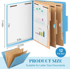 12 Pcs Classification Folders Letter Size 3 Pocket Dividers Employee File Folder - Image 2