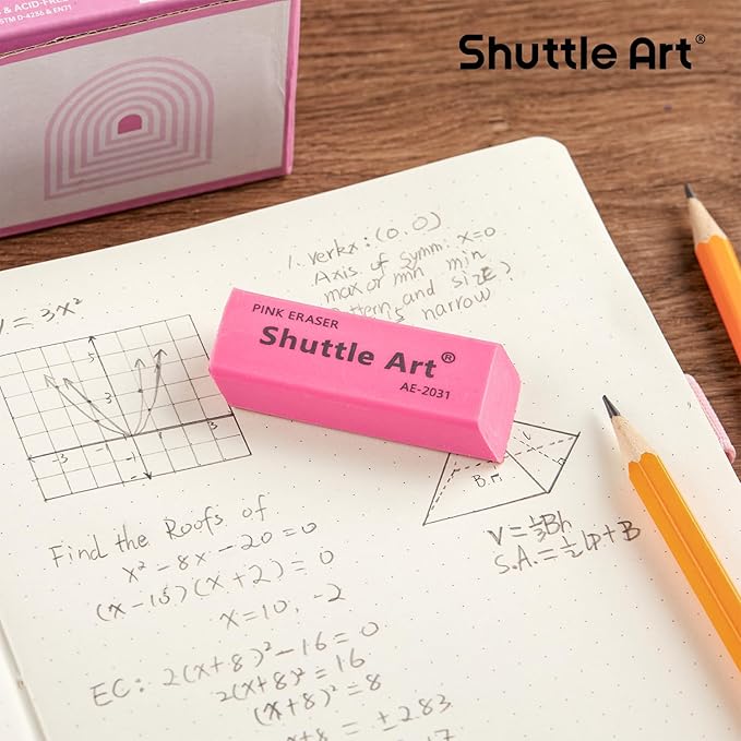 Shuttle Art Pink Erasers, 200 Pack Bulk - Image 3