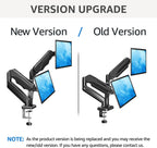 mountup dual monitor stand for desk, monitor arms showing dimensions