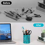 EasyPAG Teal Pen Holder for Desk, 2 Pack Round Pen Organizer, Brush Holder for - Image 5