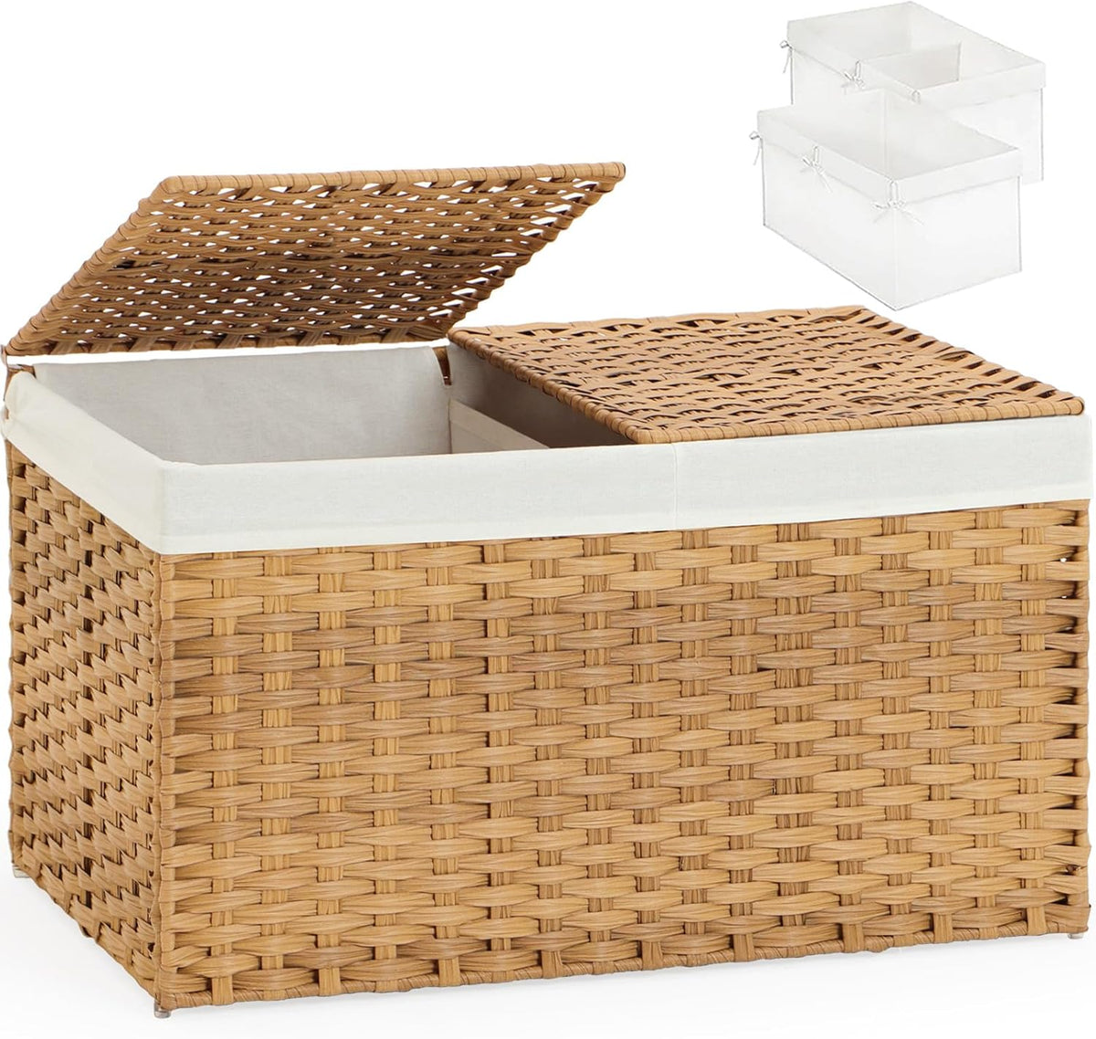 setvson storage basket with lid rattan woven storage, main product view