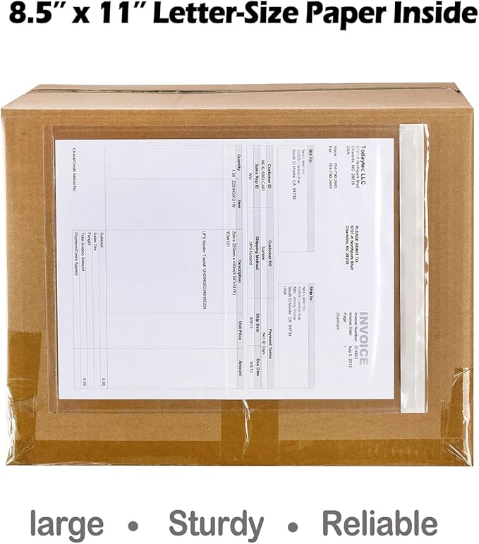 2.5 Mil Premium Clear 9.5'' x 12'' Packing List Envelopes, Adhesive Shipping - Image 2