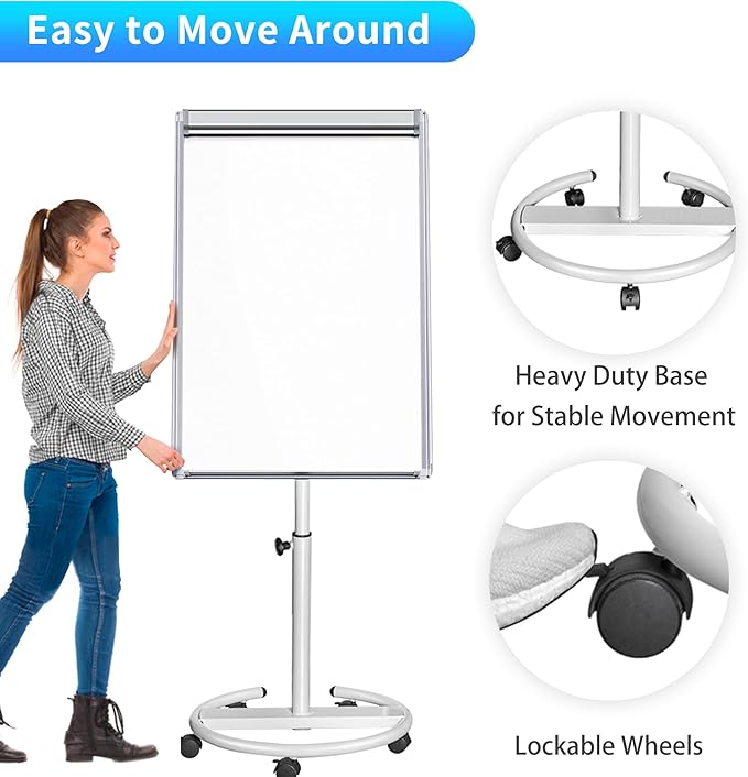 maxtek Mobile Dry Erase Board – 40x28 inches Magnetic Portable Whiteboard Stand - Image 6
