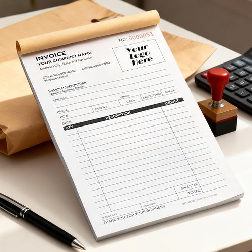 100 Sets Custom 5.7" X 8.5" Invoice Receipt Book, Personalized Duplicate - Image 2